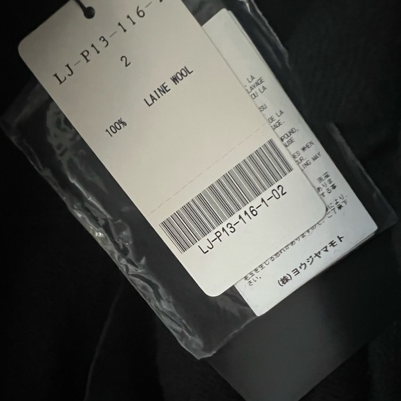 Yohji Yamamoto black wool asymmetric hem midi skirt with tie on one side - Picture 7 of 8